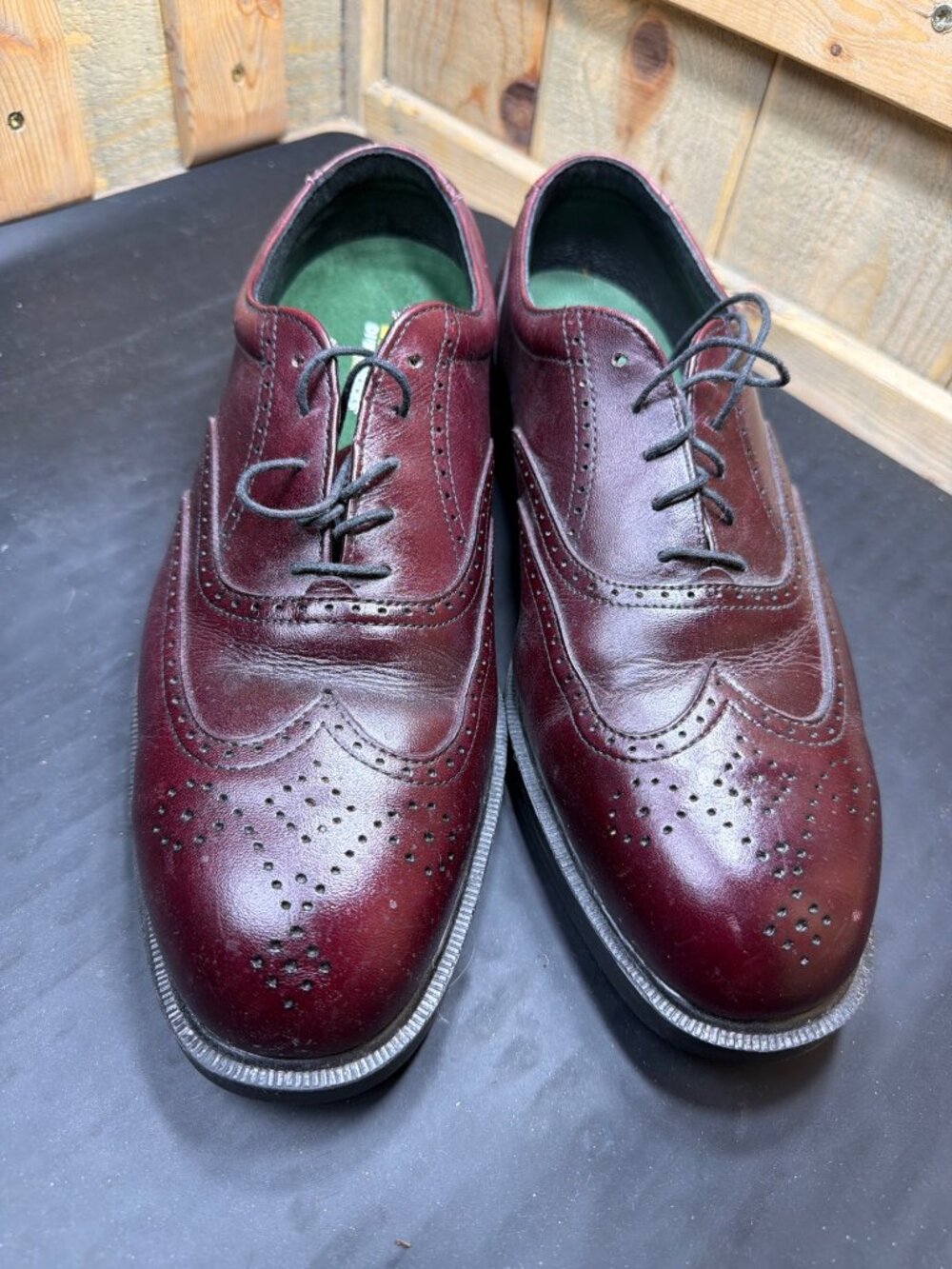 Wolverine DuraShocks Mens 11 EW Burgundy Wingtip Oxford Safety Toe Shoes EU44!!! - Picture 3 of 9